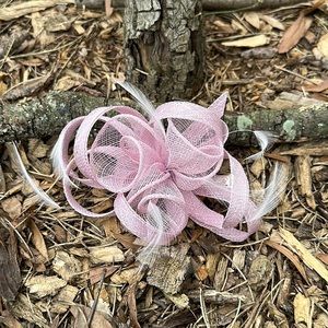 Mauve Hair Bow & Feather Hair Clip